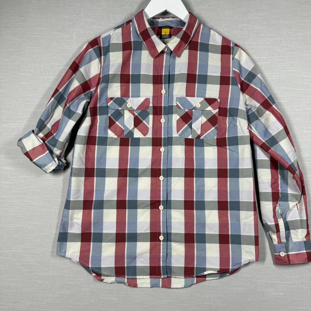 Eddie Bauer Shirt Womens Medium Plaid Travex Button Down Long Sleeve Outdoor